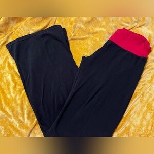 Bally Black Yoga Wide Leg Leggings Red Waistband L